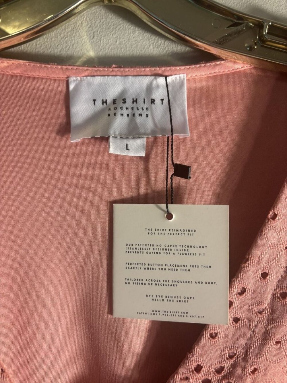 The Shirt Rochelle Behrens Dusty Rose Eyelet Puff Sleeve Button-Down Top Large - Picture 3 of 10